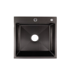 Мийка для кухні інтегрована Lidz Handmade H5050B (LDH5050BPVD43619) Brushed Black PVD 3,0/1,0 мм