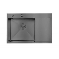 Мийка для кухні інтегрована Lidz Handmade H6350BR крило праворуч (LDH6350BRPVD45590) Brushed Black PVD 3,0/1,0 мм