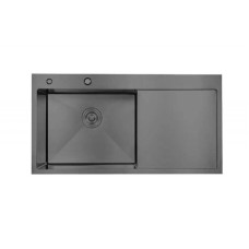 Мийка для кухні інтегрована Lidz Handmade H7849BL крило праворуч (LDH6545BPVD43623) Brushed Black PVD 3,0/1,0 мм