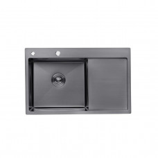 Мийка для кухні Kroner KRP PVD Schwarze-7849LHM (3.0/1.0 мм) ліва